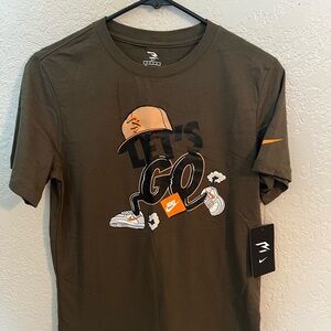 Nike Kids Olive Tee with Orange Graphic